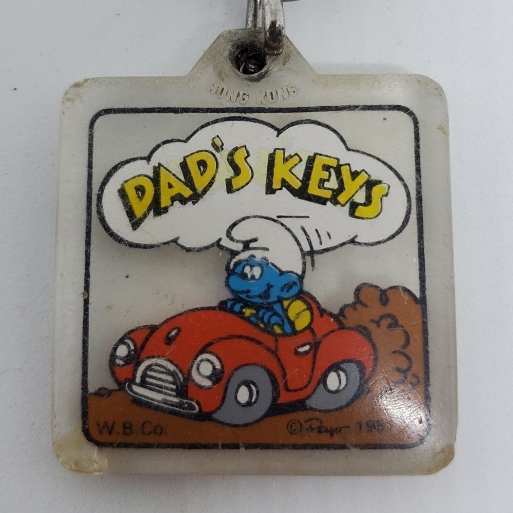 Vintage Smurfs Driving Car Dad's Keys Keychain